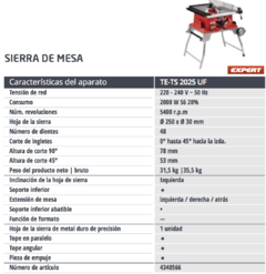 SIERRA CIRCULAR DE MESA EINHELL TE-TS 2025 UF 10" 2000W en internet