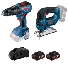 Combo Bosch Taladro Atornillador GSB 18V-50 BT + Sierra Caladora GST 18V-LI + Baterias 18v