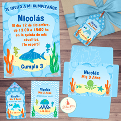 Kit imprimible animalitos del mar nene