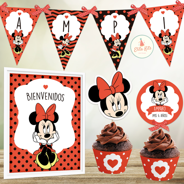 Kit Imprimible Minnie Mouse Roja