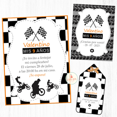 Kit Imprimible Motocross decoracion invitaciones tarjetas