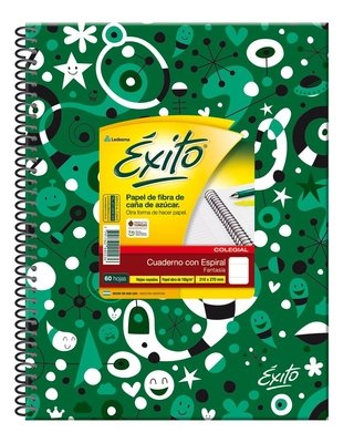 CUADERNO ESPIRAL E7 (21X27) COLEGIAL FANTASIA VERDE 60 HOJAS RAYA, 100 G/M2 - C: 100790 - comprar online