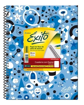 CUADERNO ESPIRAL E7 (21X27) COLEGIAL FANTASIA CELESTE 60 HOJAS RAYA, 100 G/M2 - C: 100790 - Ledesma Papel