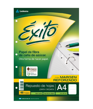 REPUESTO ESCOLAR A4 EXITO MR 48 HOJAS RAYA, 100G/M2 - C: 100884