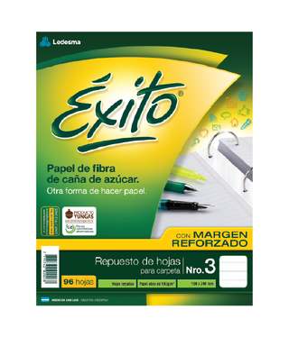 REPUESTO ESCOLAR N°3 EXITO MR 96 HOJAS RAYA, 100G/M2 - C: 100890