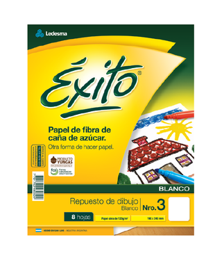 REPUESTO DIBUJO N°3 EXITO BLANCO 8 HOJAS, 120 G/M2 - C: 100894