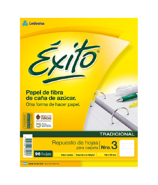 REPUESTO ESCOLAR N°3 EXITO 96 HOJAS RAYA, 100G/M2 - C: 100906