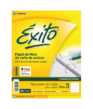 REPUESTO ESCOLAR N°3 EXITO 48 HOJAS CUADRO, 100G/M2 - C: 100910