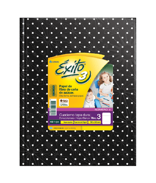 CUADERNO TAPA DURA E3 (19X24) ÉXITO LUNARES NEGRO 48 HOJAS RAYA, 100 G/M2 - C: 100945