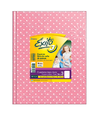 CUADERNO TAPA DURA E3 (19X24) ÉXITO LUNARES ROSA 48 HOJAS RAYA, 100 G/M2 - C: 100972
