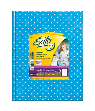 CUADERNO TAPA DURA E3 (19X24) ÉXITO LUNARES TURQUESA 48 HOJAS RAYA, 100 G/M2 - C: 100973
