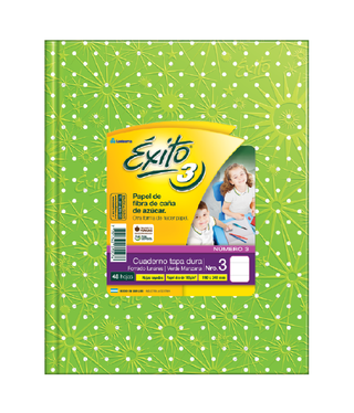 CUADERNO TAPA DURA E3 (19X24) ÉXITO LUNARES VERDE MANZANA 48 HOJAS RAYA, 100 G/M2 - C: 100975