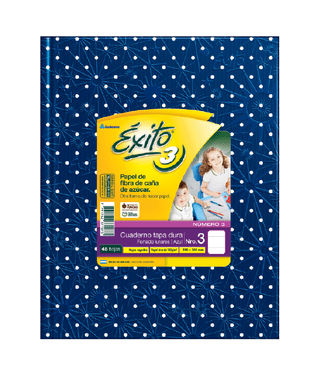 CUADERNO TAPA DURA E3 (19X24) ÉXITO LUNARES AZUL 48 HOJAS RAYA, 100 G/M2 - C: 100976