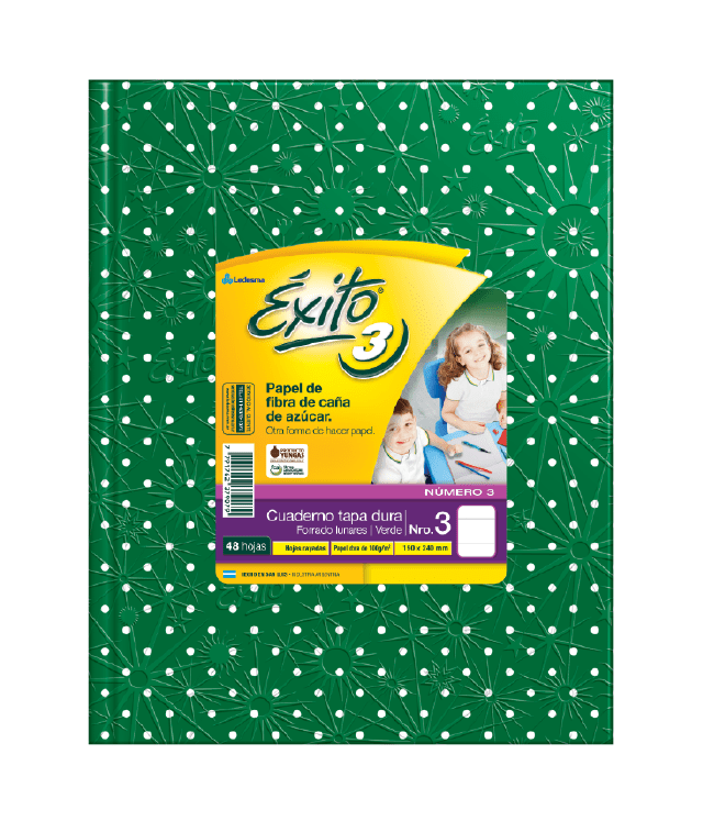 CUADERNO TAPA DURA E3 (19X24) ÉXITO LUNARES VERDE 48 HOJAS RAYA, 100 G/M2 - C: 100978 CUADERNO TAPA DURA E3 (19X24) ÉXITO LUNARES VERDE 48 HOJAS RAYA, 100 G/M2 - C: 100978