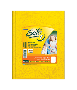 CUADERNO TAPA DURA E1 (16X21) ÉXITO FORRADO AMARILLO 48 HOJAS RAYA, 100 G/M2 - C: 100982
