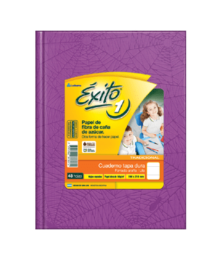 CUADERNO TAPA DURA E1 (16X21) ÉXITO FORRADO LILA 48 HOJAS RAYA, 100 G/M2 - C: 100983