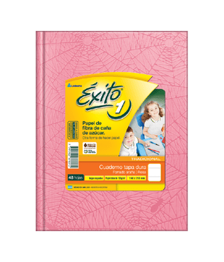 CUADERNO TAPA DURA E1 (16X21) ÉXITO FORRADO ROSA 48 HOJAS RAYA, 100 G/M2 - C: 100984