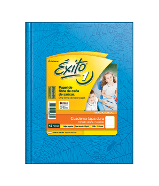 CUADERNO TAPA DURA E1 (16X21) ÉXITO FORRADO CELESTE 48 HOJAS RAYA, 100 G/M2 - C: 100985
