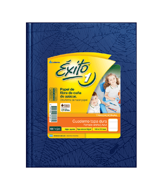 CUADERNO TAPA DURA E1 (16X21) ÉXITO FORRADO AZUL 100 HOJAS RAYA, 100 G/M2 - C: 100993