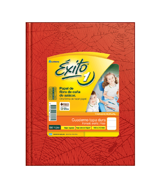 CUADERNO TAPA DURA E1 (16X21) ÉXITO FORRADO ROJO 100 HOJAS RAYA, 100 G/M2 - C: 100999