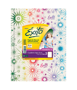 CUADERNO TAPA DURA E3 (19X24) ÉXITO COL.V. 48 HOJAS LISAS, 100 G/M2 - C: 101006