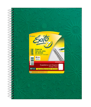 CUADERNO ESPIRAL E7 (21X27) COLEGIAL FORRADO VERDE 60 HOJAS RAYA, 100 G/M2 - C: 101980