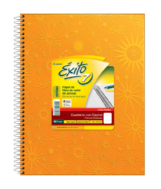 CUADERNO ESPIRAL E7 (21X27) COLEGIAL FORRADO NARANJA 60 HOJAS RAYA, 100 G/M2 - C: 102576