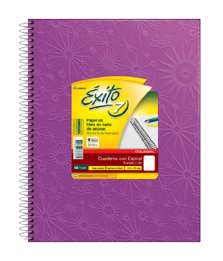 CUADERNO ESPIRAL E7 (21X27) COLEGIAL FORRADO LILA 60 HOJAS RAYA, 100 G/M2 - C: 102578