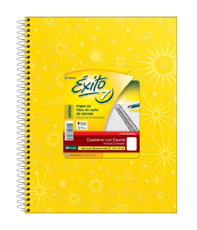 CUADERNO ESPIRAL E7 (21X27) COLEGIAL FORRADO AMARILLO 60 HOJAS RAYA, 100 G/M2 - C: 102579 CUADERNO ESPIRAL E7 (21X27) COLEGIAL FORRADO AMARILLO 60 HOJAS RAYA, 100 G/M2 - C: 102579