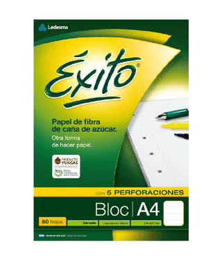 BLOC PEGADO A4 ÉXITO 80 HOJAS RAYA, 100 G/M2 - C: 102887