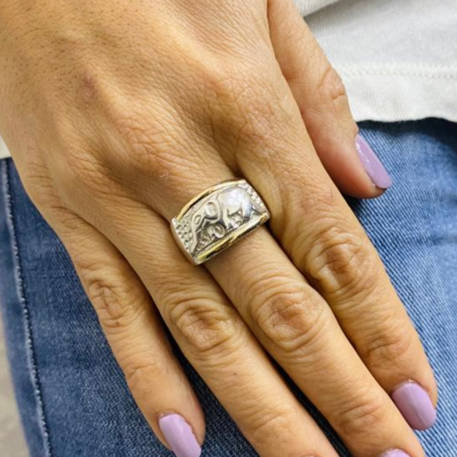 Anillo Plata 925 y Oro Elefante