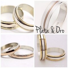 Alianzas plata y oro combinadas DOBLE LINEA ORO 18K - comprar online