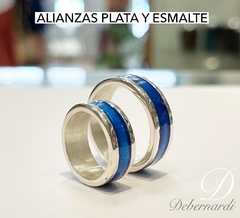 PAR DE ALIANZAS PLATA Y ESMALTE ANCHAS - comprar online