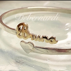 PULSERA PLATA Y ORO RIGIDA CON NOMBRE O INICIALES HECHA A MANO - comprar online