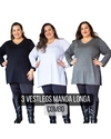 COMBO 3 Camisetas Vestleg Manga Longa PLUS SIZE