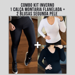 COMBO Kit Inverno Calça Legging Montaria Flanelada + 2 Blusas Segunda Pele