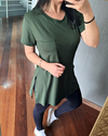 Camiseta Longline Alongada Vestleg Feminina Malha Verde Militar