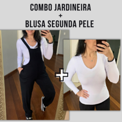 COMBO Macacão Jardineira Básica Malha + Blusa segunda pele gola V