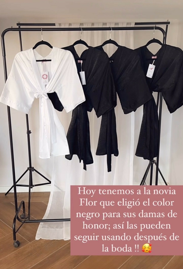 Pack 4 Batas Kimonos De Novia Ajuar De Bodas Batas Novia Ajuar De Boda Pack Para La Novia Y Damas De Honor NEGRO