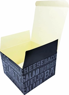 1000 pçs Embalagem Hamburguer Delivery M - Linha Black Frases - Loja Steince
