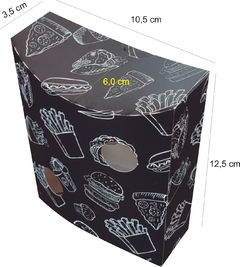 100 Un Caixa Embalagem Batata Frita Salgados Delivery Preto - Loja Steince