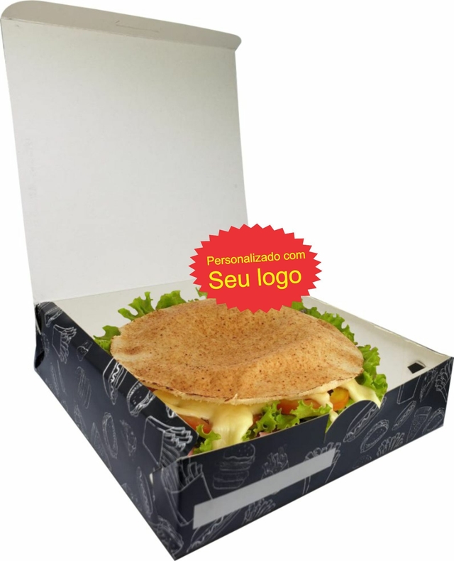 Bolo de chocolate, pastéis e hamburguer