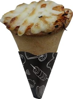 500 pçs Embalagem Suporte Mao Pizza Cone - Linha Black