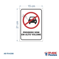 Adesivo Proibido Som em Alto Volume 210x150mm / AID-TR-AC008 - comprar online