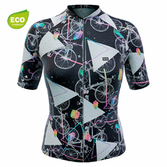 Camisa de Ciclismo Feminina Márcio May Funny Premium Bike Universe Frente