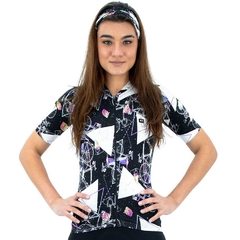 Camisa de Ciclismo Feminina Márcio May Funny Premium Bike Universe Foto com Modelo Frente