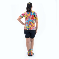 Camisa de ciclismo Feminina Márcio May Funny Premium Colorful Foliage Foto com Modelo Costas