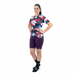 Camisa de Ciclismo Feminina Márcio May Funny Colorfull Camouflaged Foto com Modelo Frente