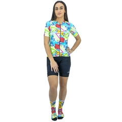 Camisa de Ciclismo Feminino Márcio May Funny Colorfull Ride Foto com Modelo Frente