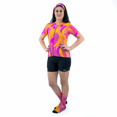 Camisa de Ciclismo Feminina Márcio May Funny Sun Island Foto com Modelo Frente